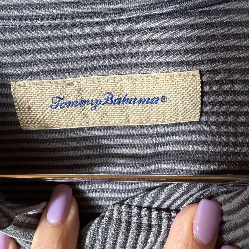 Tommy Bahama Ribbed Knit Tipped Modal Golf‎ / Polo Shirt Gray Size L Men’s